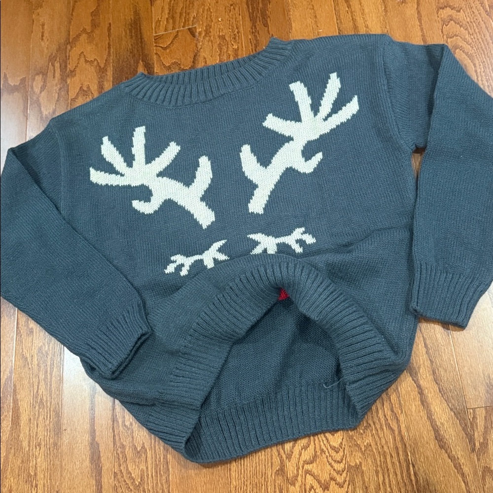 Red nosed Reindeer Christmas Sweater Glistening Antlers - Picture 15 of 15
